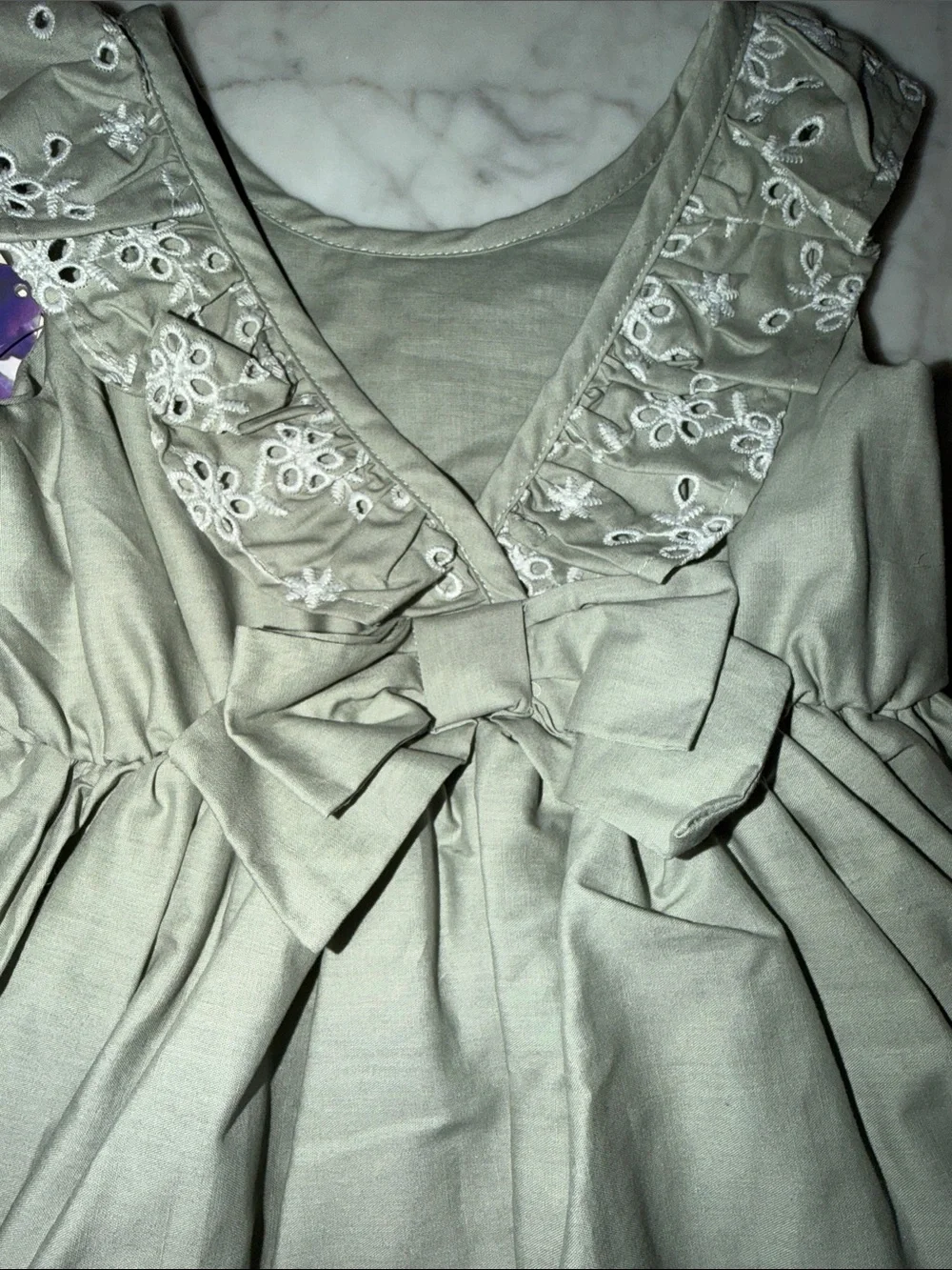 NWT Girls Sage Green Embroidered Eyelet Dress 3T